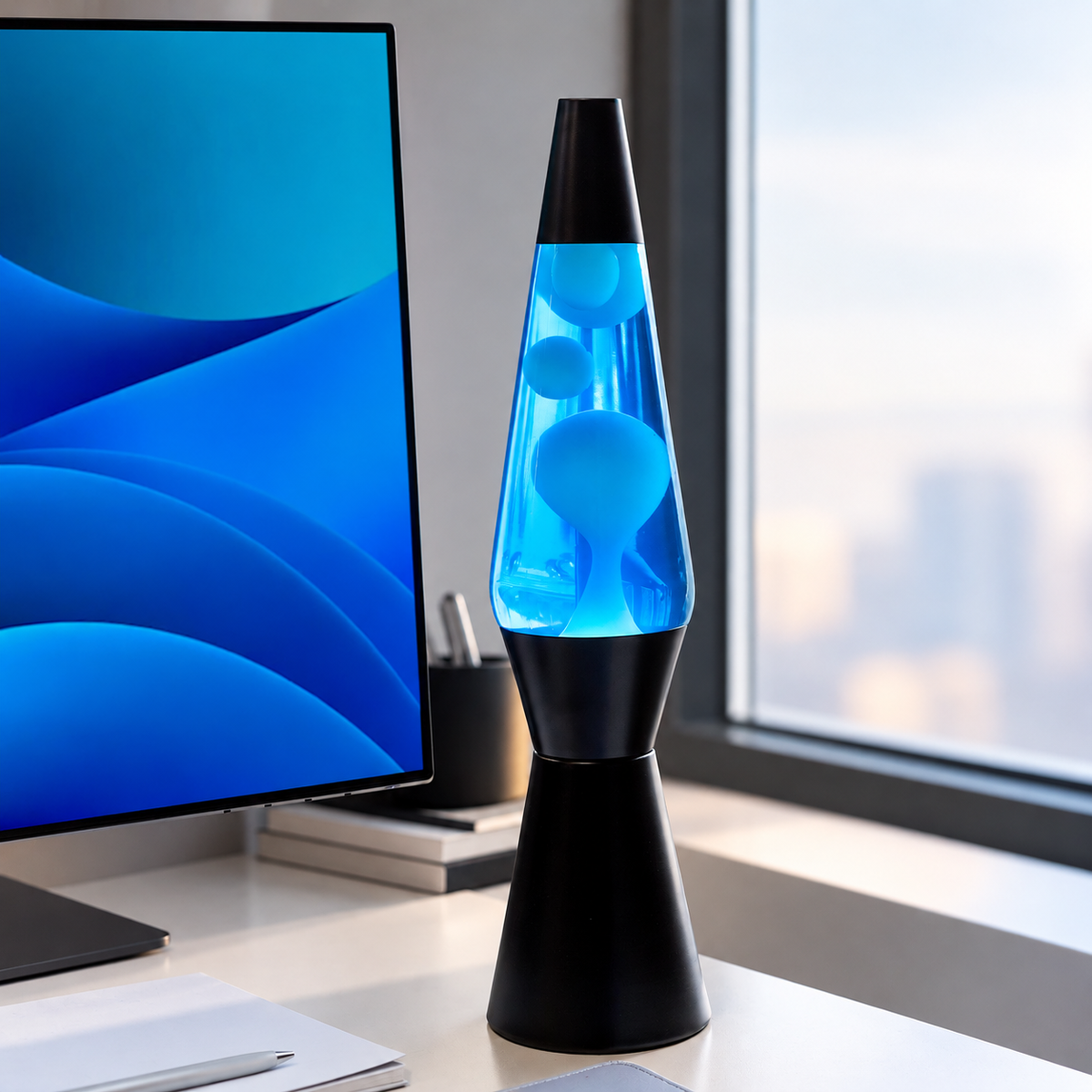 Lampă Lava Black Bullet Cyan