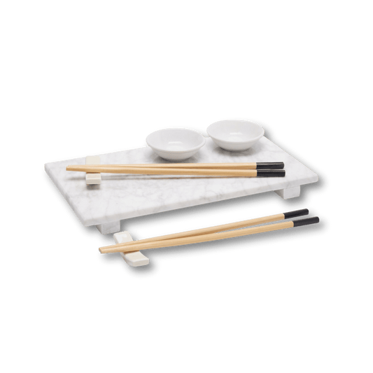 Excellent Houseware - Zestaw do serwowania sushi dla 2 osób z marmurową tacą - KICKOMI
