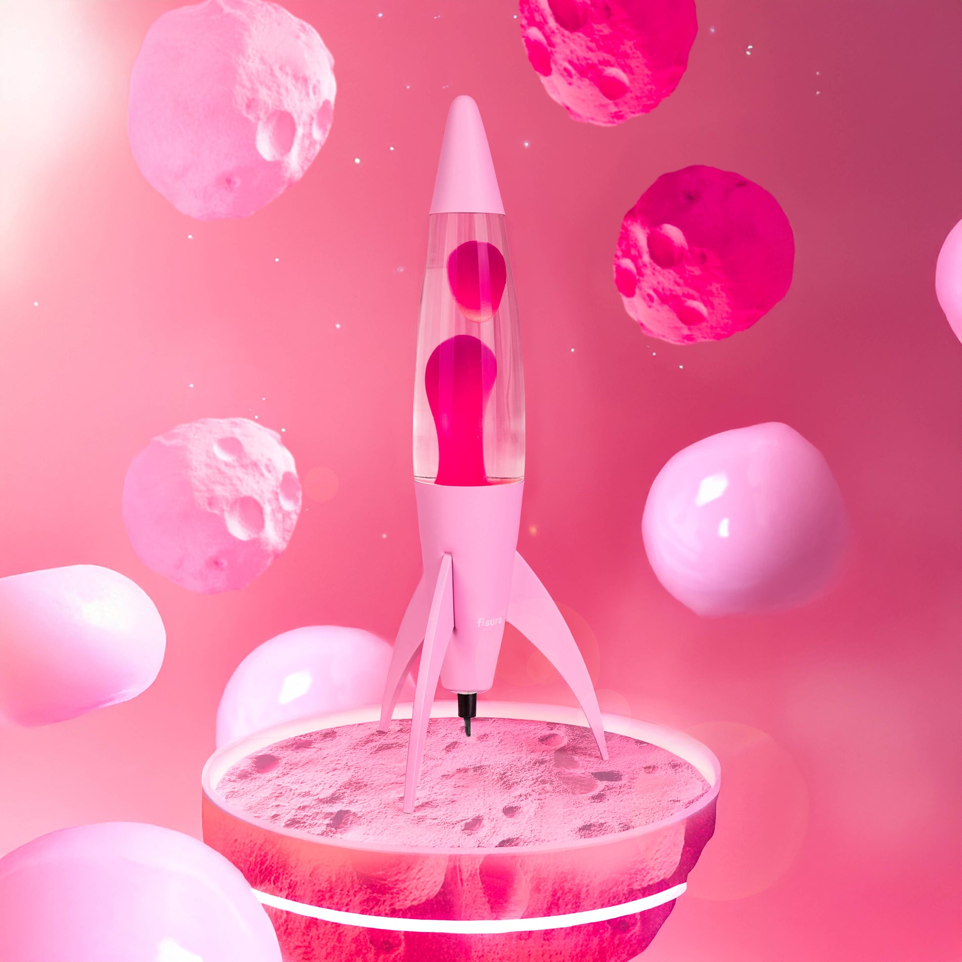 Fisura - Lampa Lava Monochromatic Pink Rocket - KICKOMI