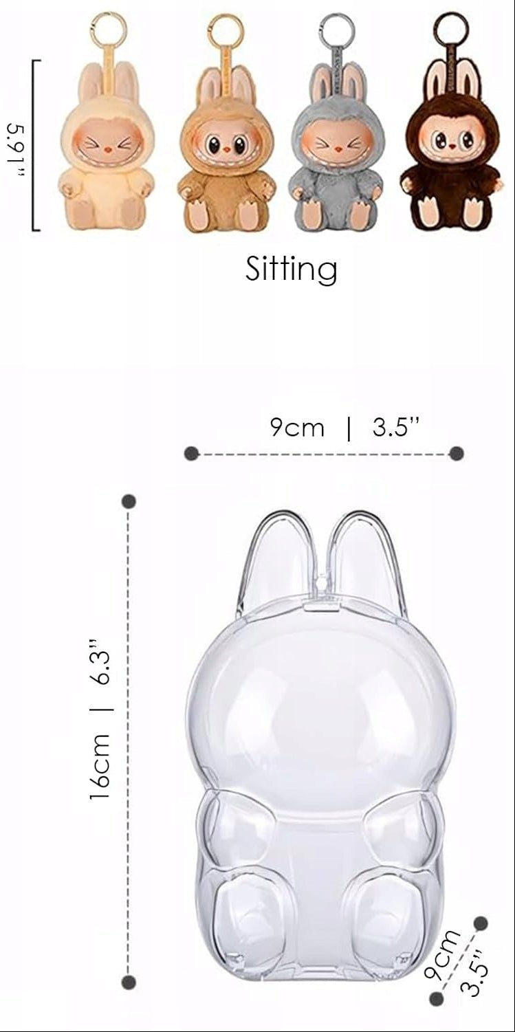 KICKOMI - Pudełko ochronne na figurki LABUBU – przezroczysta osłonka przeciwkurzowa etui (Have a Seat) - KICKOMI