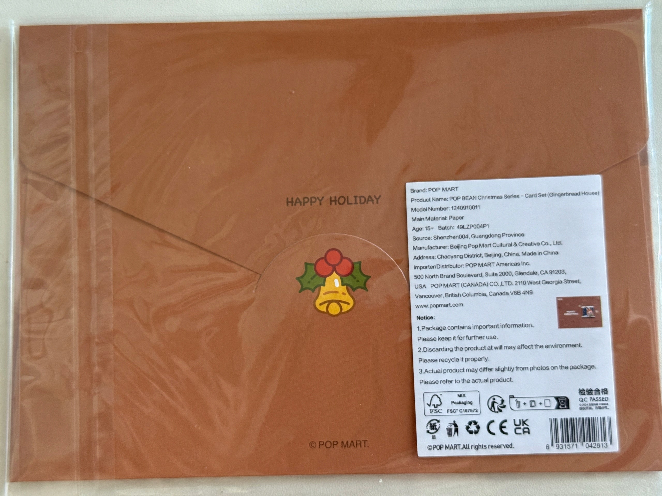 POP MART - Labubu Merry Christmas Pop Bean Card Set Gingerbread Hose | Karta Świąteczna - KICKOMI