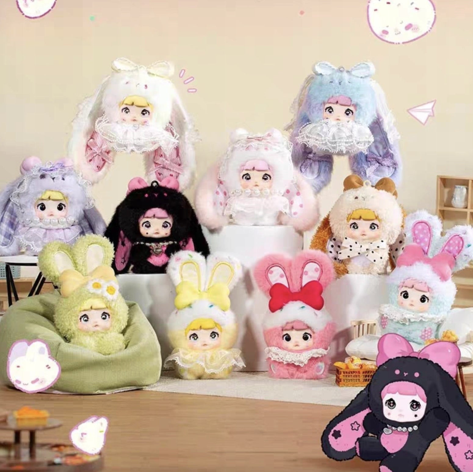 TOP TOY - Nommi Baby Sweetheart Bunny Plush | Blind Box Brelok - KICKOMI