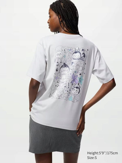 UNIQLO - Uniqlo x POP MART Short Sleeve UT Graphic T-Shirt Zimomo Labubu szara (XL) - KICKOMI